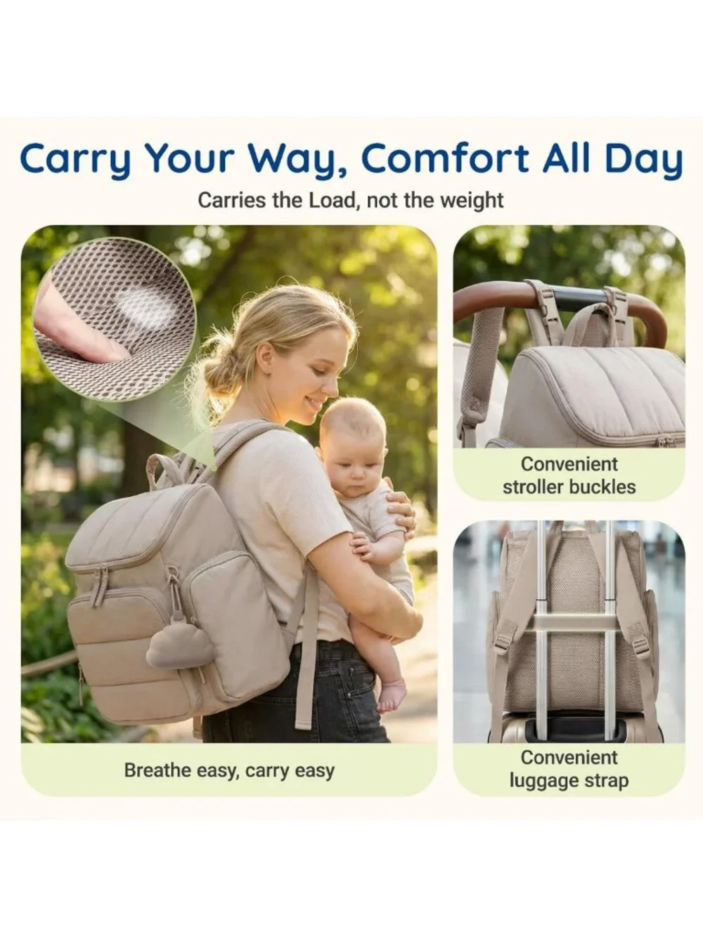Stylish Brown Diaper Bag Backpack for Moms & Dads | Spacious Baby Bag with